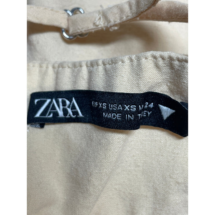 ZARA Yellow Pleated Cut Out Crossback Sleeveless Mini Cami Tank A-line Dress XS