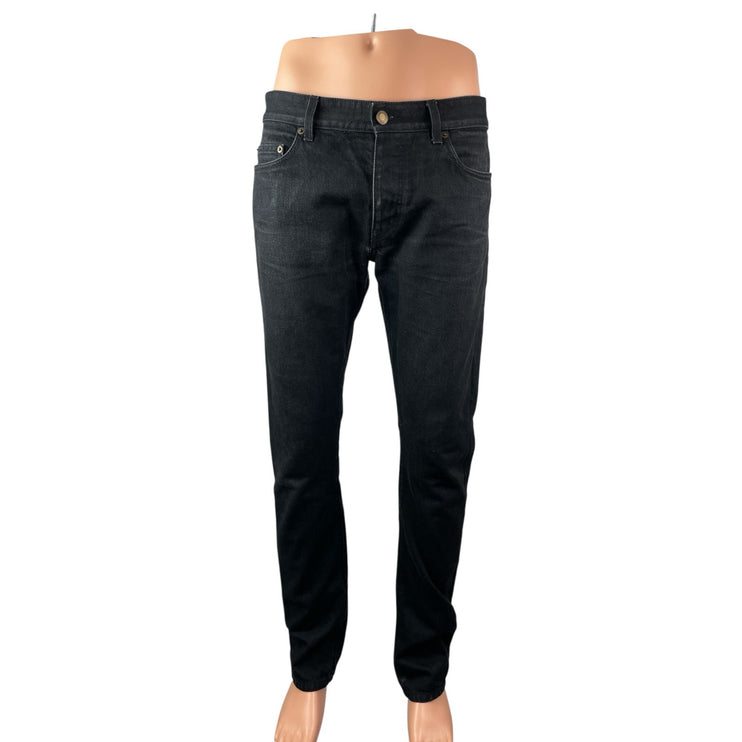 Saint Laurent Men's Black Mid Rise Classic Skinny Tapered Denim Jeans Pants M/L