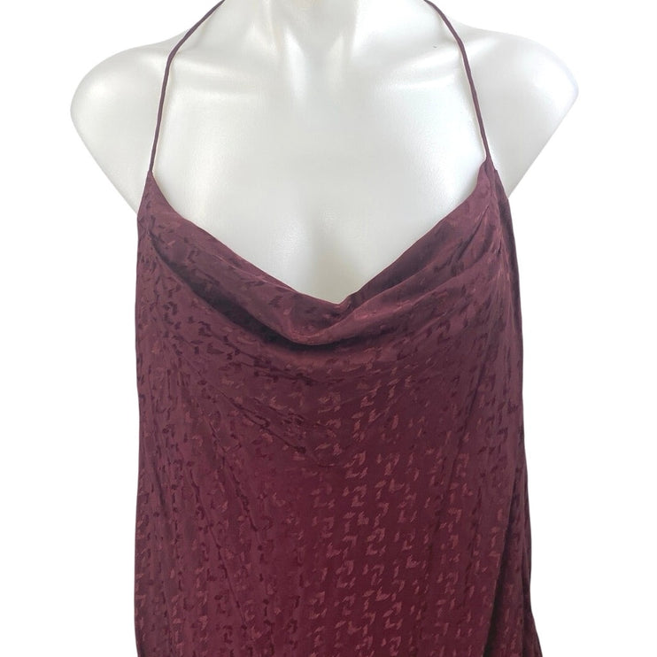 Banana Republic Red Sleeveless Jacquard Cowl Neck Cami Tank Maxi Slip Dress XL