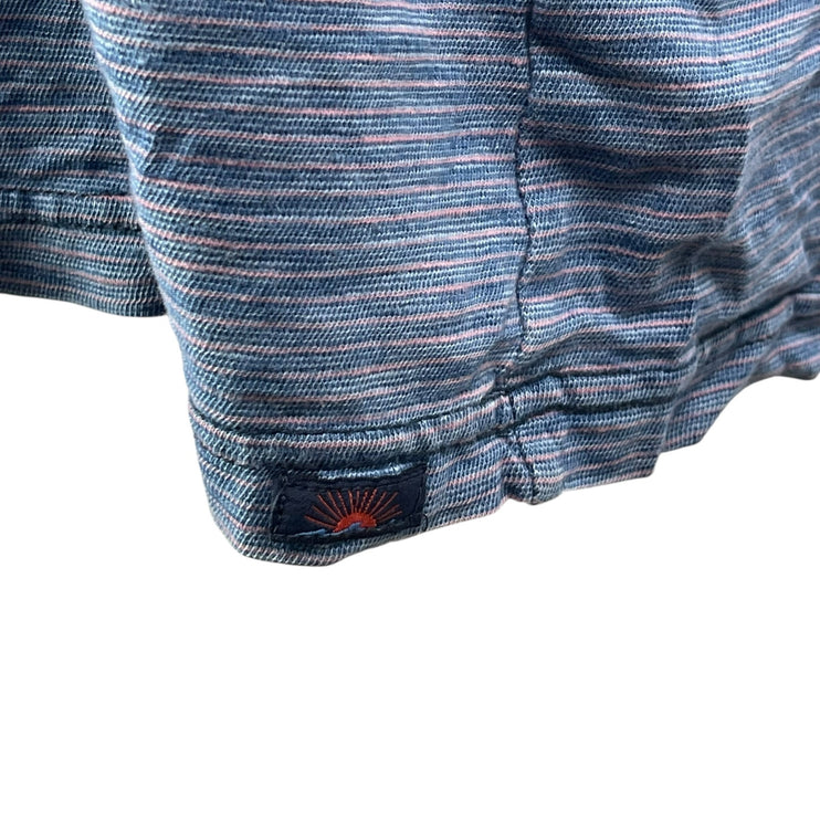 Faherty Men's Blue Striped Short Sleeve Crew Neck Pocket T Shirt Tee Top Size XL