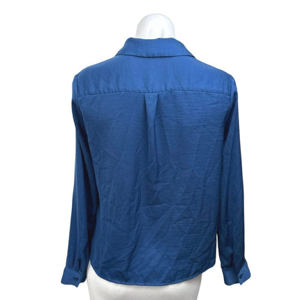 Banana Republic Women's Blue Collared Long Sleeve Crop Shirt Blouse Top Size XS