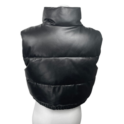 Zara Women's Black Turtleneck Sleeveless Puffer Quilted Vest Jacket Size XL