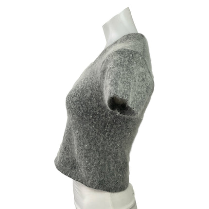 Reference Point Gray Eyelash Knit Fuzzy Short Sleeve T Shirt Tee Crop Top Size L