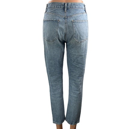 AGOLDE Womens Blue Light Wash High Waisted Cropped Straight Denim Jeans Pants 23