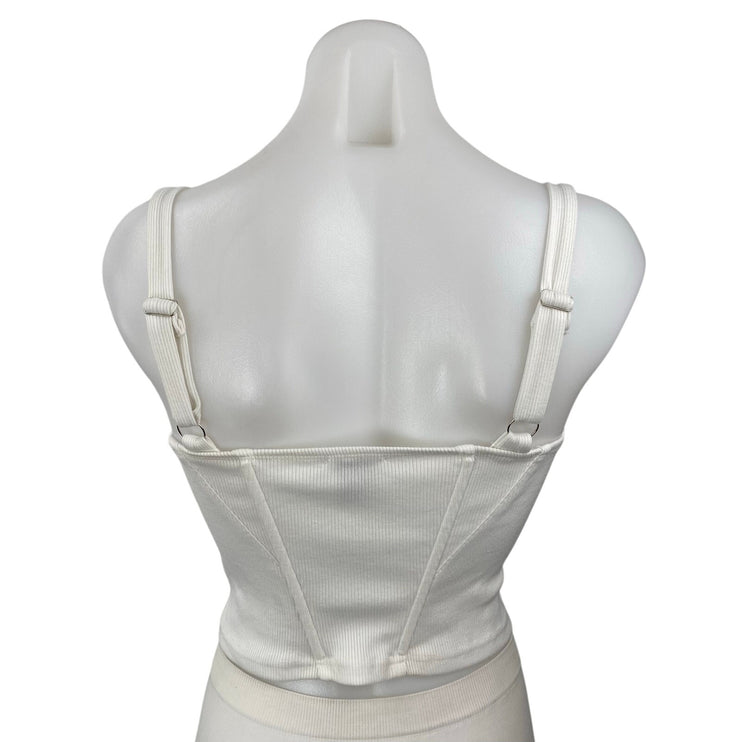 Princess Polly Made With Love Women's White Sleeveless Crop Cami Corset Top Sz 2
