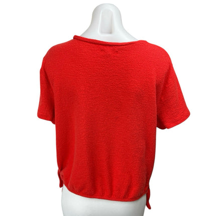 Madewell Modern Side-Tie Women's Red Short Sleeve Crew Neck Blouse Shirt Top XL