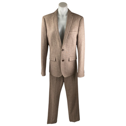 Harry Brown Brown Tan Wool Blend Slim Fit Long Sleeve Blazer Pants Suit Set 30