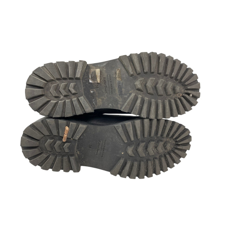 & Other Stories Women's Black Round Toe Chunky Block Heel Chelsea Boots 38 US 7