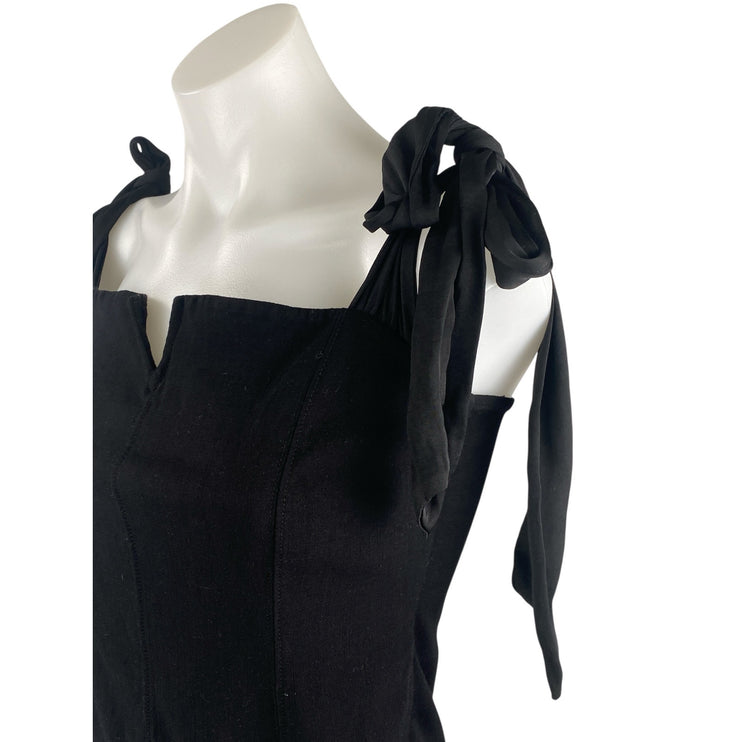 NEW Free People Intimately Lola Black Tie Shoulder Sleeveless Bodysuit Top Sz L