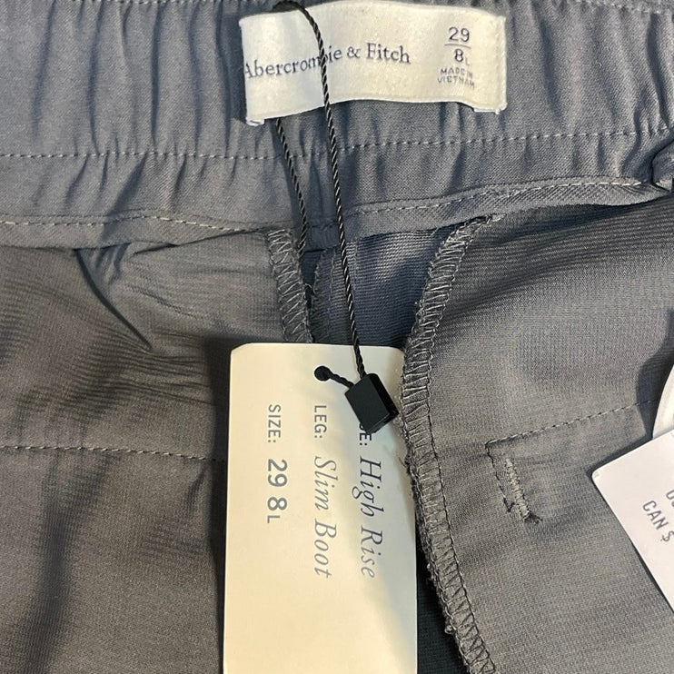 NEW Abercrombie & Fitch Quinn Gray Pleated High Rise Straight Leg Dress Pants 29