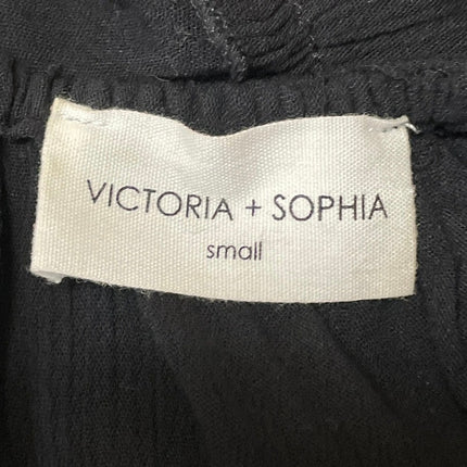 Victoria + Sophia Black Sleeveless V-neck Lace Up Tiered Mini A-Line Dress Sz S