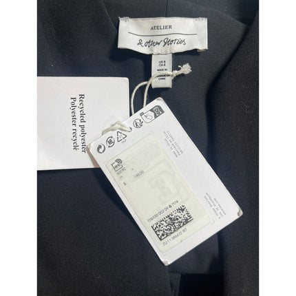 NEW & Other Stories Black Zip Up Long Sleeve Collared Mini Coat Jacket Dress 8