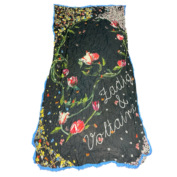 Zadig & Voltaire Maxy Signature Skull Multicolor Floral Blanket Scarf Stole OS
