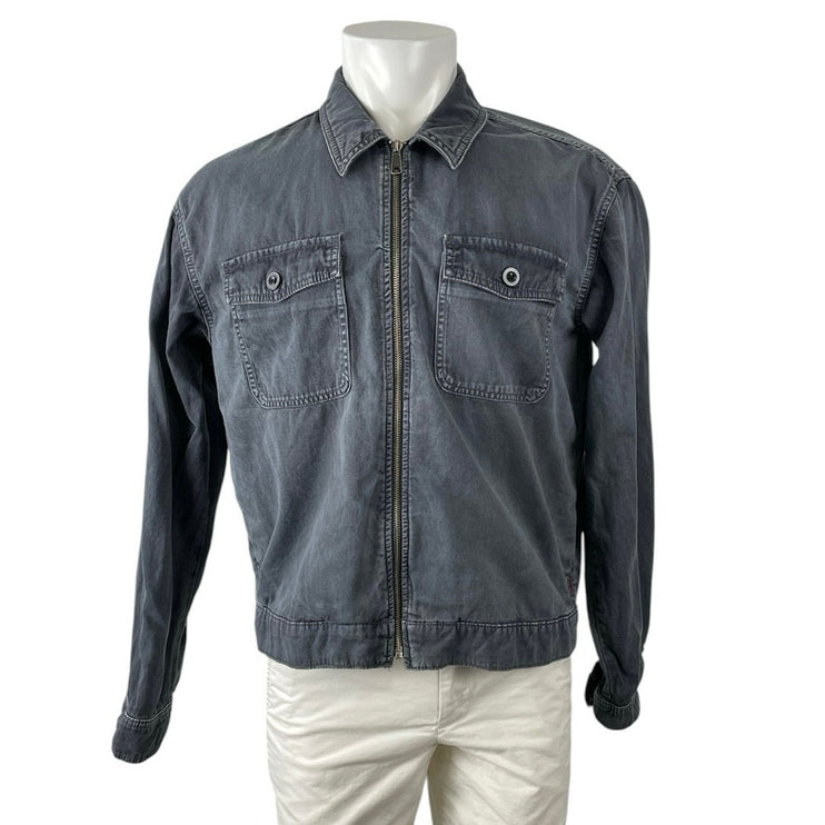 Urban Outfitters Men's Black Washed Zip Up Long Sleeve Denim Jean Jacket Size M