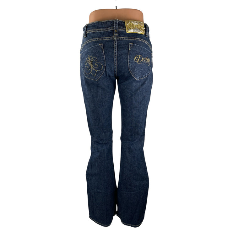 Dereon Womens Dark Blue Mid Rise Bell Bottom Bootcut Flare Denim Jeans Pants 5/6