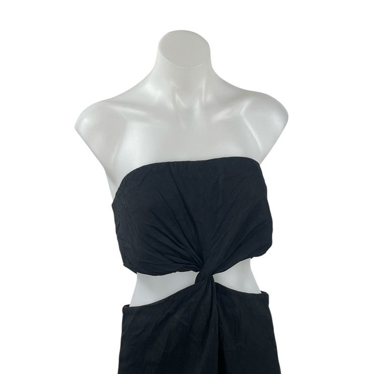 Zara Women's Black Strapless Tube Cutout Sleeveless Slit Pencil Midi Dress XXL