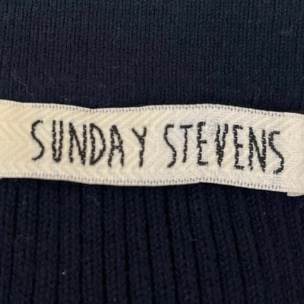 Sunday Stevens Navy Blue White Off The Shoulder Striped Knit Sweater Top Size L