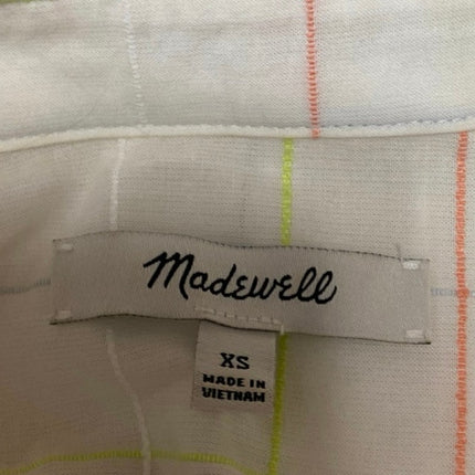Madewell Womens White Short Sleeve Plaid Boxy Button Down Shirt Top Size XS