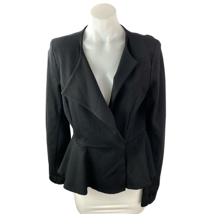 Cabi Women's Black Ponte Knit Collar Long Sleeve Peplum Blazer Coat Jacket Sz 4