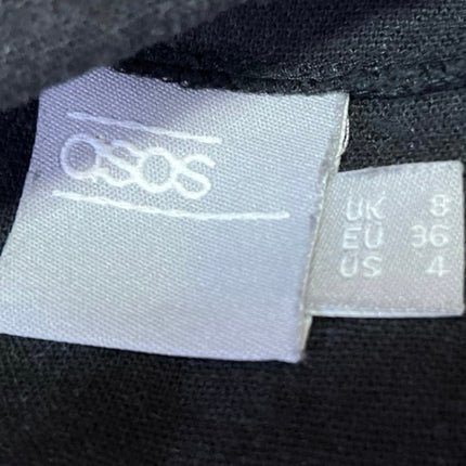 ASOS Black Linen Sleeveless Sweatheart Neck Button Down Midi A Line Tank Dress 4