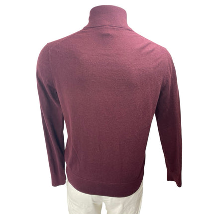 Banana Republic Men's Maroon Cashmere Long Sleeve Quarter Zip Sweater Top Size M