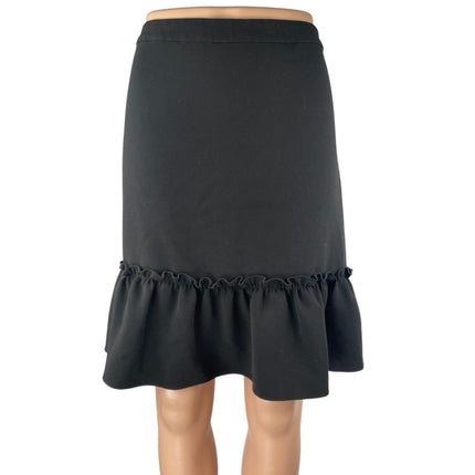 Karl Lagerfeld Women's Black Ruffle Hem Zipper Knee Length Mini A-Line Skirt 10