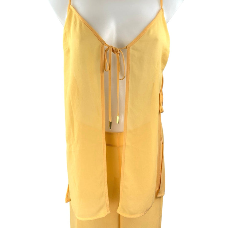 Lovers + Friends Valeria Yellow Sheer Beach Swim Cover Up Matching Set Size M