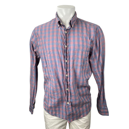 Faherty Men's Purple Plaid Gingham Check Long Sleeve Button Down Shirt Top L