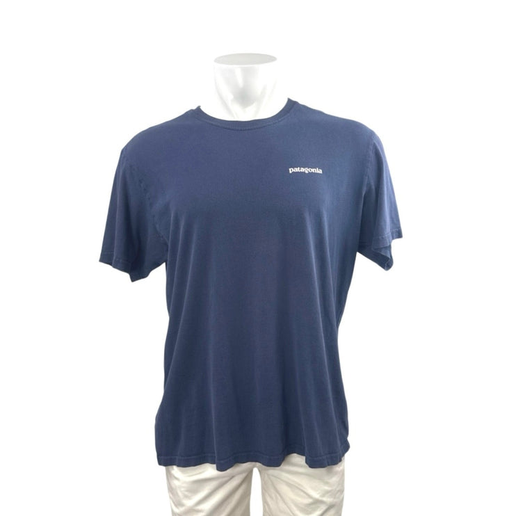 Patagonia Men's Navy Blue Logo Short Sleeve Crewneck T Shirt Tee Top Size L