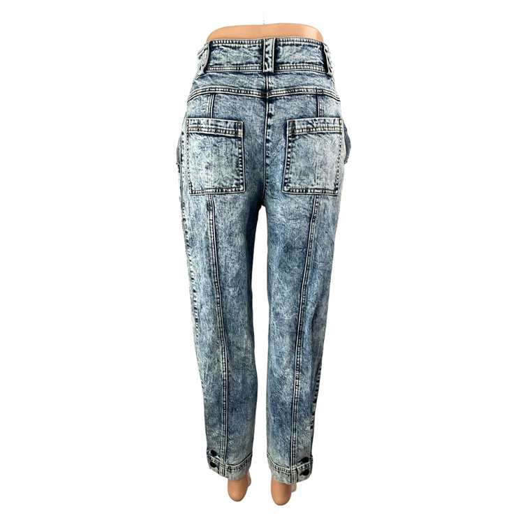 Ulla Johnson Blue Acid Wash High Rise Tapered Boyfriend Denim Jeans Pants Size 2