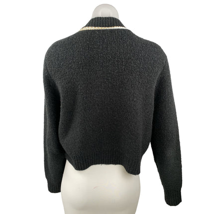 Urban Revivo Black Wool Long Sleeve Pearl Button Down Cardigan Sweater Jacket M