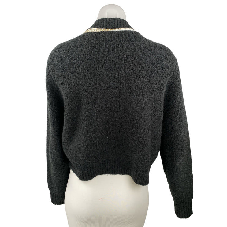 Urban Revivo Black Wool Long Sleeve Pearl Button Down Cardigan Sweater Jacket M