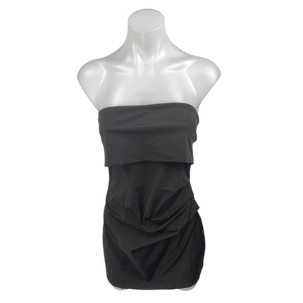 NEW Mango MNG Black Strapless Tube Bandeau Overlay Mini Bodycon Dress Size S