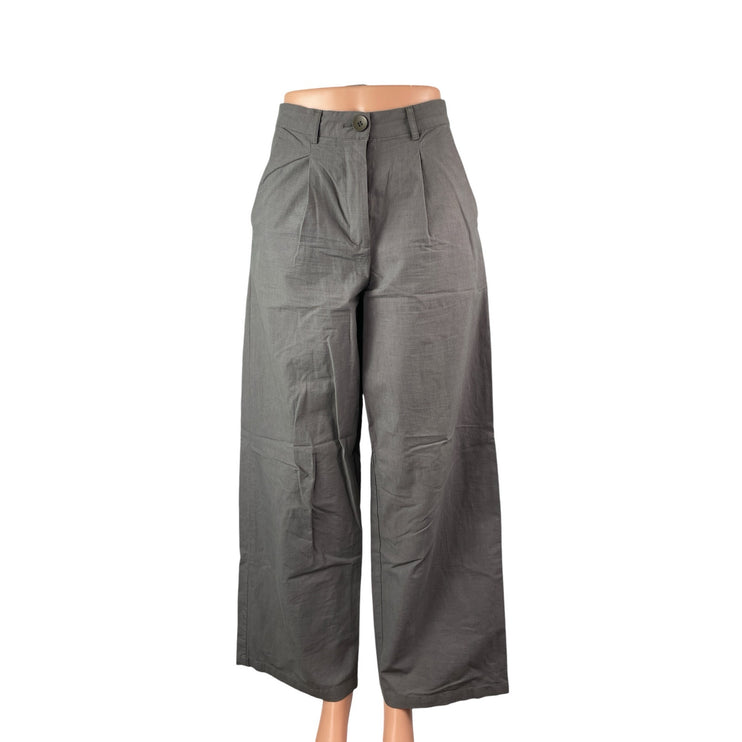 Princess Polly Women's Gray High Rise Wide Leg Baggy Palazzo Trousers Pants Sz 2