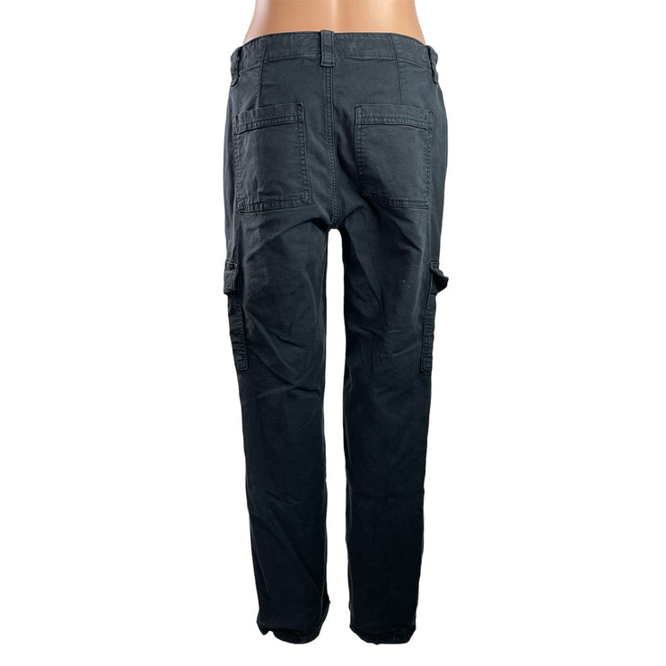 American Eagle Women's Black Stretch Straight Leg Cargo Trousers Jeans Pants 8