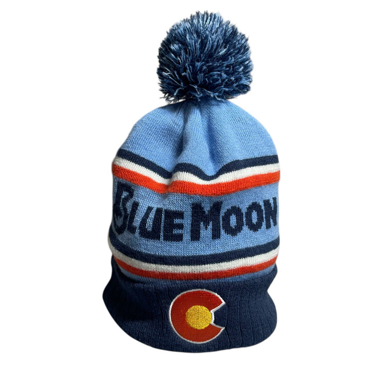 Unisex Blue Colorado State University Blue Moon Striped Knit Pom Pom Beanie OS