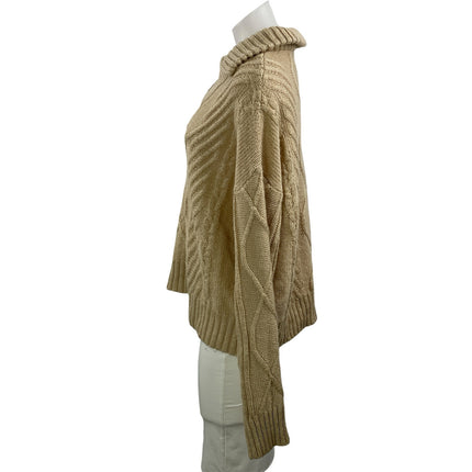 SNDYS Women's Beige Cable Knit Long Sleeve 1/4 Zip Collared Sweater Top Size M