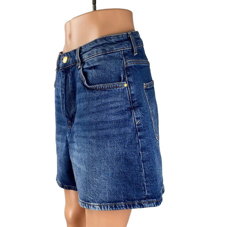 Women's Blue High Waisted Medium Wash Bermuda Y2k Denim Jean Shorts Size 30