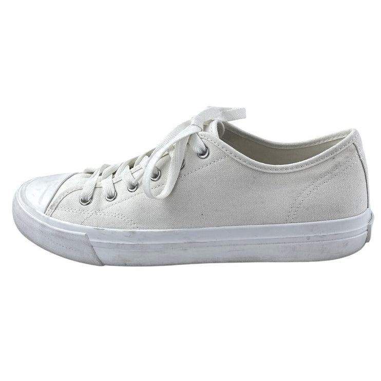 H&M Men's White Canvas Lace Up Low Top Casual Trainers Sneakers Shoes Size 9