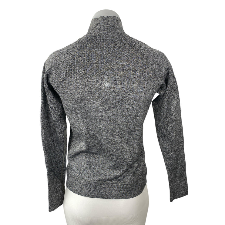 Lululemon Women's Gray Half Zip Ribbed Knit Long Sleeve Sweatshirt Top Size 4