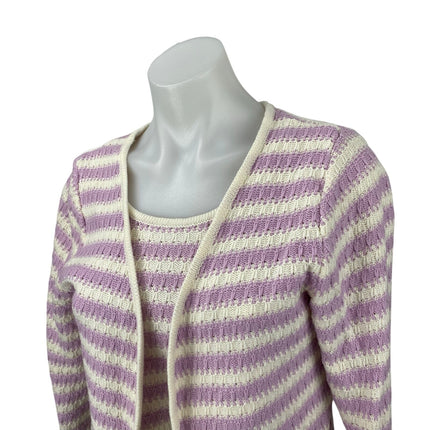 Willow & Wind Purple Lilac Striped Crop Tank Top Cardigan 2 Piece Set Size M