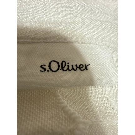 S. Oliver Women's White Linen Embroidered Eyelet Long Sleeve Button Down Shirt 6