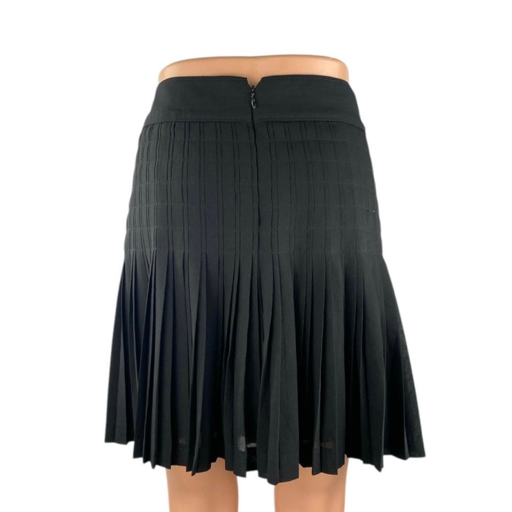 J.Crew Women's Black Pleated High Waisted Back Zip Mini Flared A Line Skirt Sz 6
