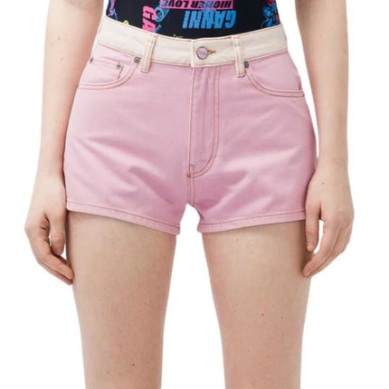 Ganni Overdyed Cutline Light Lilac Purple High Rise Denim Jean Shorts Size 30