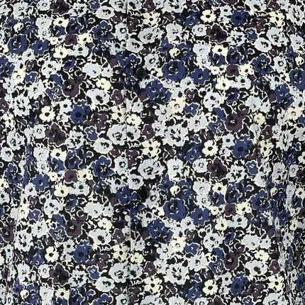 H&M Men's Blue Floral Slim Fit Short Sleeve Casual Button Down Shirt Top Size L