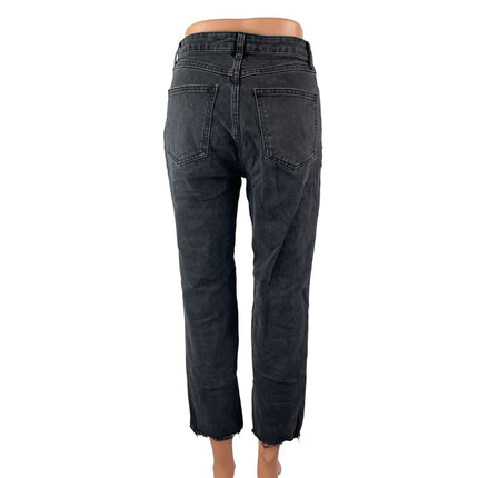 Redial Women's Black Washed High Waisted Mom Straight Leg Denim Jeans Size 6
