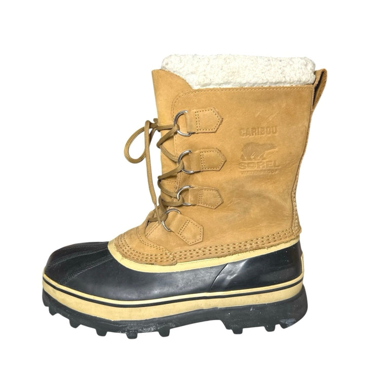 Sorel Caribou Women's Tan Lace Up Shearling Waterproof Mid Winter Duck Boots 9