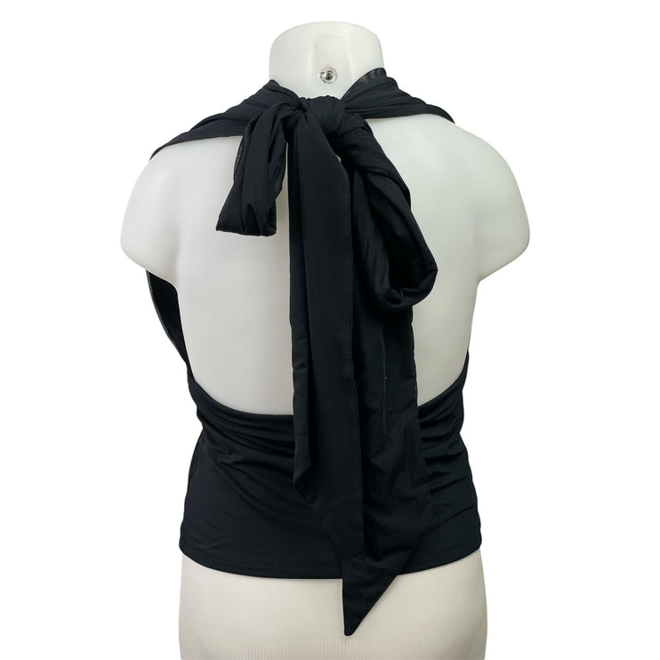 Abercrombie & Fitch Black Halter Plunge V Neck Sleeveless Blouse Top Size XL
