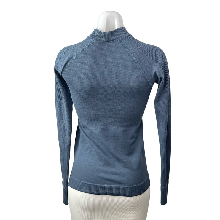 Lululemon Women's Blue Knit Long Sleeve Mock Neck Raglan Sweatshirt Top Size S