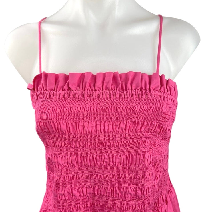 H&M Womens Pink Sleeveless Spaghetti Strap Pleated Beach Midi Sun Dress Size XXL